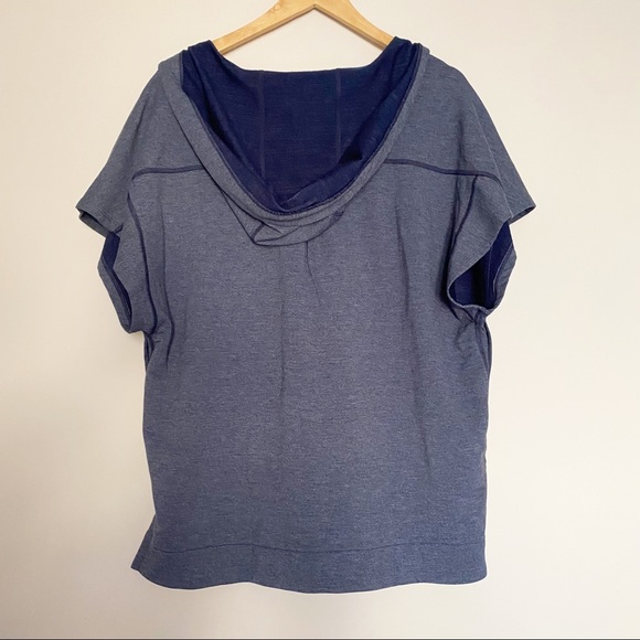 Smartwool Active Reset Hooded Pullover Short Sleeve Sweater Blue - S - Picture 5 of 10